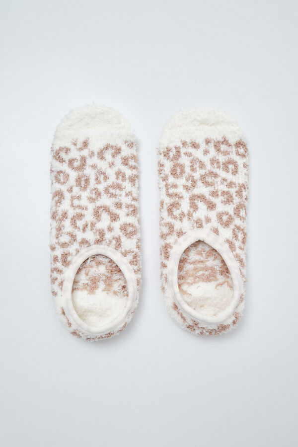 Women'secret Calcetines slip on estampado animal beige beige