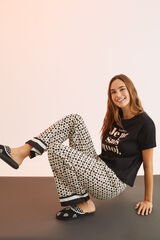 Womensecret Pantalón 100% algodón estampado geométrico amarillo
