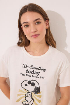 Womensecret Pijama larga Snoopy manga corta marfil