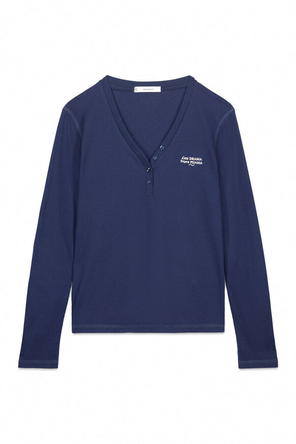 Women'secret Playera manga larga waffle azul azul