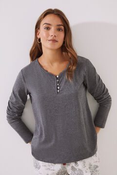 Womensecret Camiseta manga larga 100% algodón gris gris