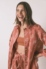 Womensecret Pijama camisera largo de satén naranja rosa