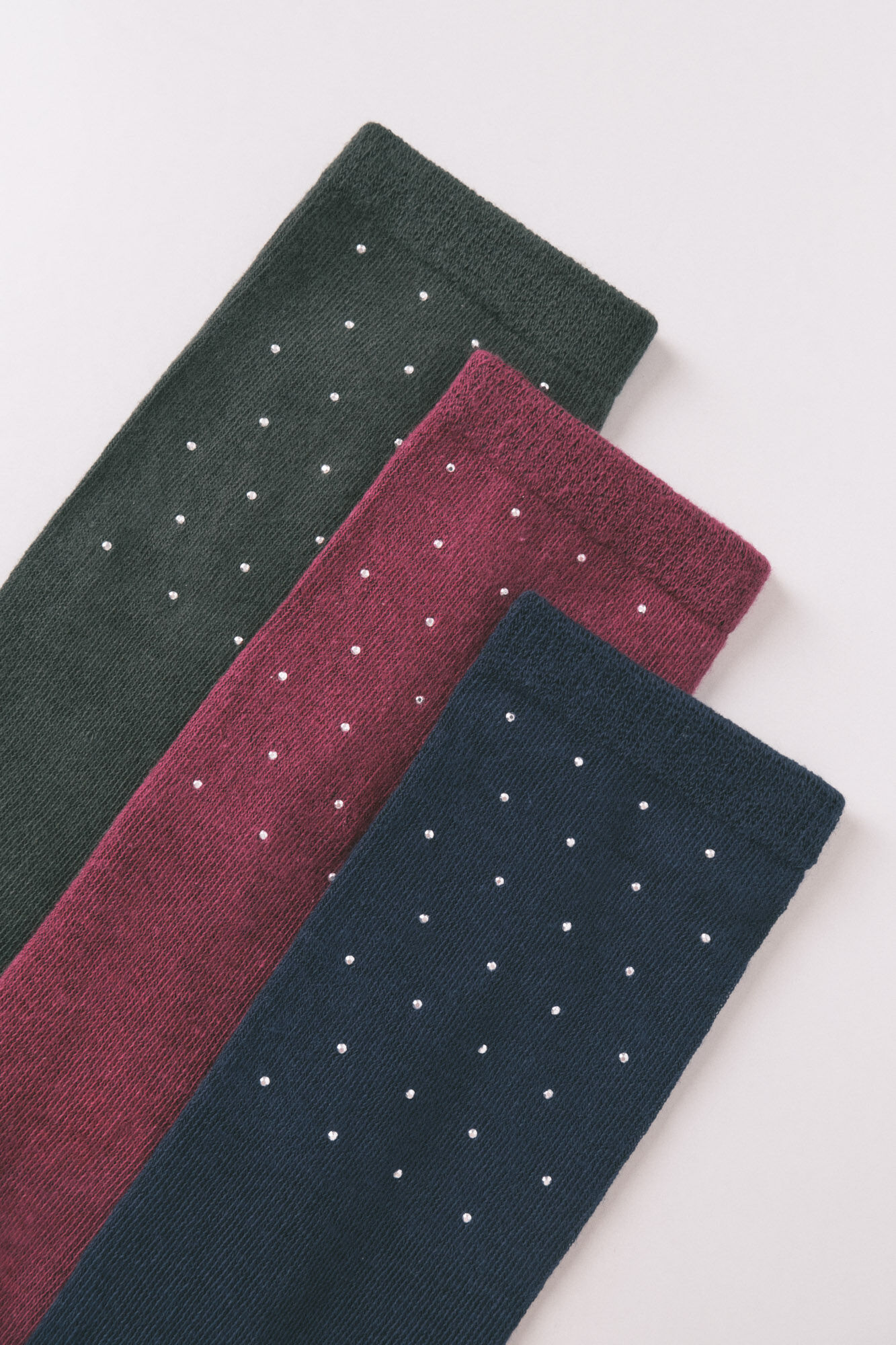 Women'secret Pack de 3 calcetines largos de algod&oacute;n con mezcla de purpurina