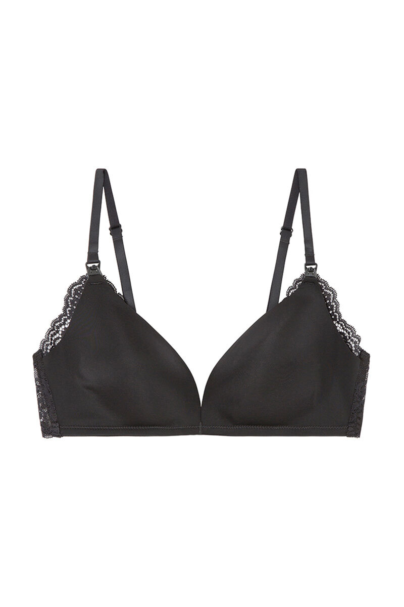 Brasier lactancia maternity triangular microfibra encaje negro Brasieres WomenSecret MX