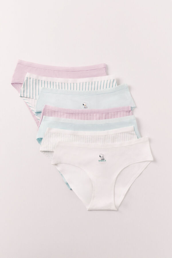 Women'secret Pack 7 panties anchas de algod&oacute;n estampado Snoopy estampado