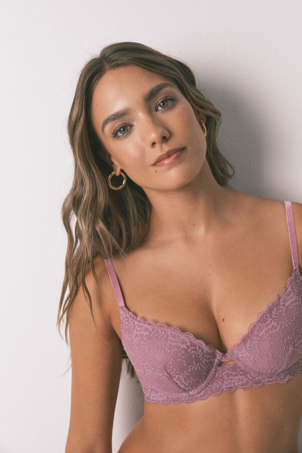 Women'secret Brasier GORGEOUS push-up de encaje rosa rosa