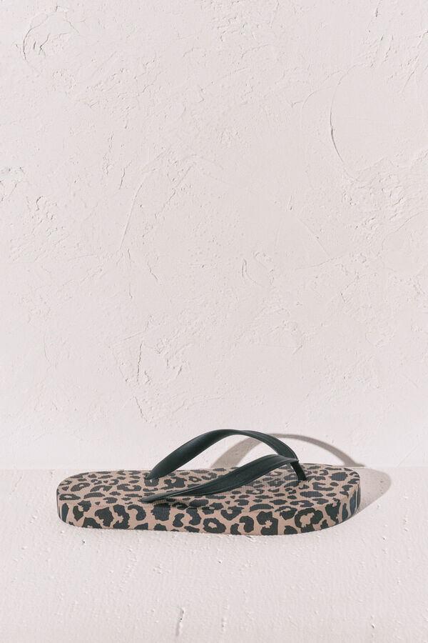 Women'secret Chanclas anchas animal print blanco