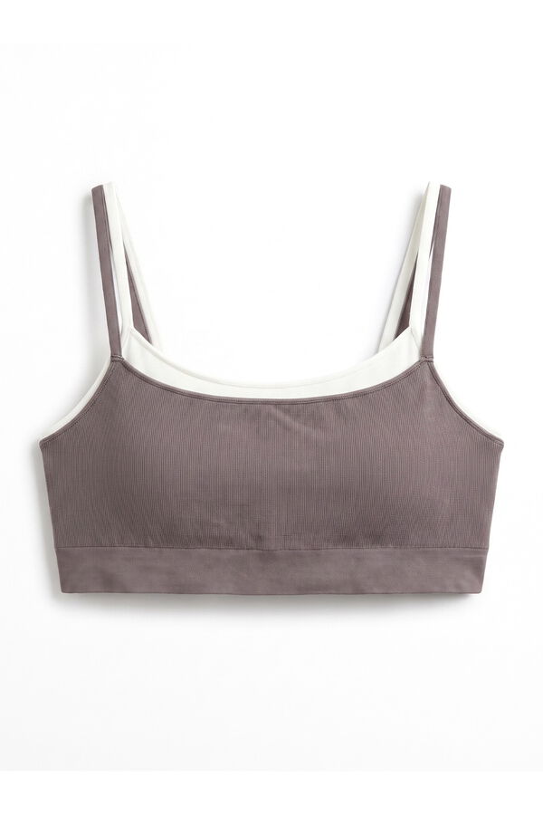 Women'secret Top sin costuras acanalado morado morado/lila