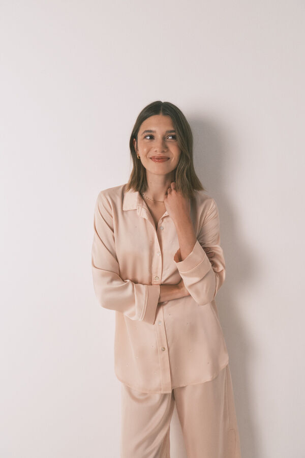 Womensecret Pijama larga strass satén naranja naranja