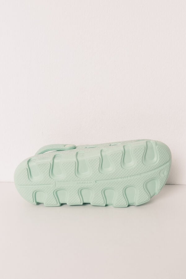 HI&BYE Zueco de plataforma de goma verde brillante verde