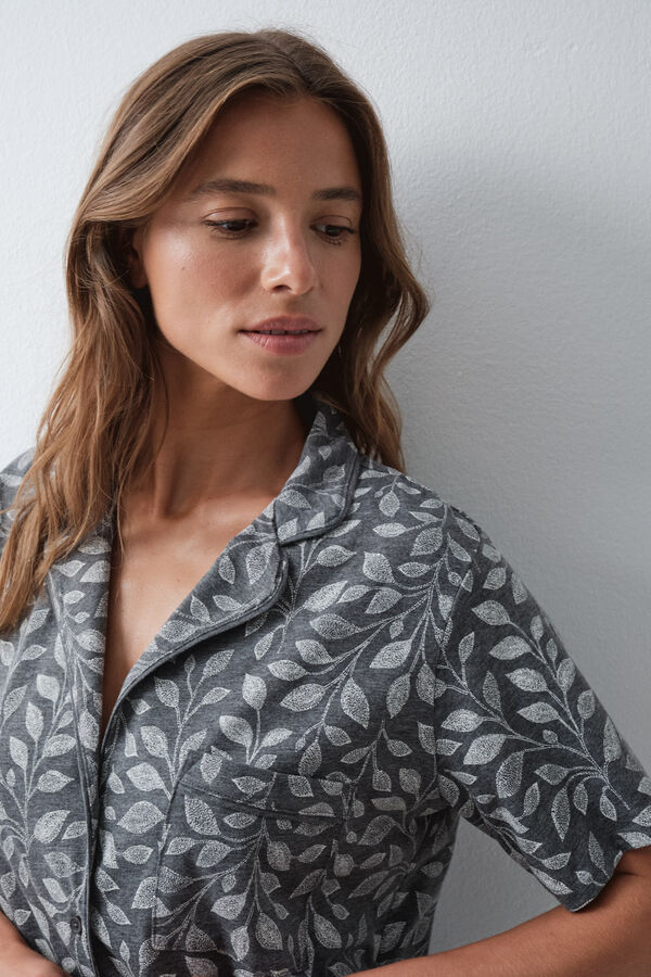 Women'secret Pijama larga camisera de hojas estampado