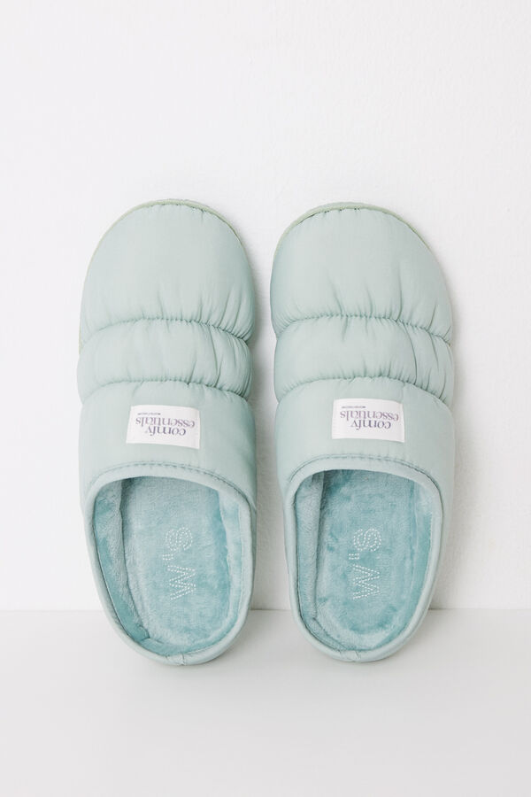 Womensecret Pantuflas nylon acolchado verde verde