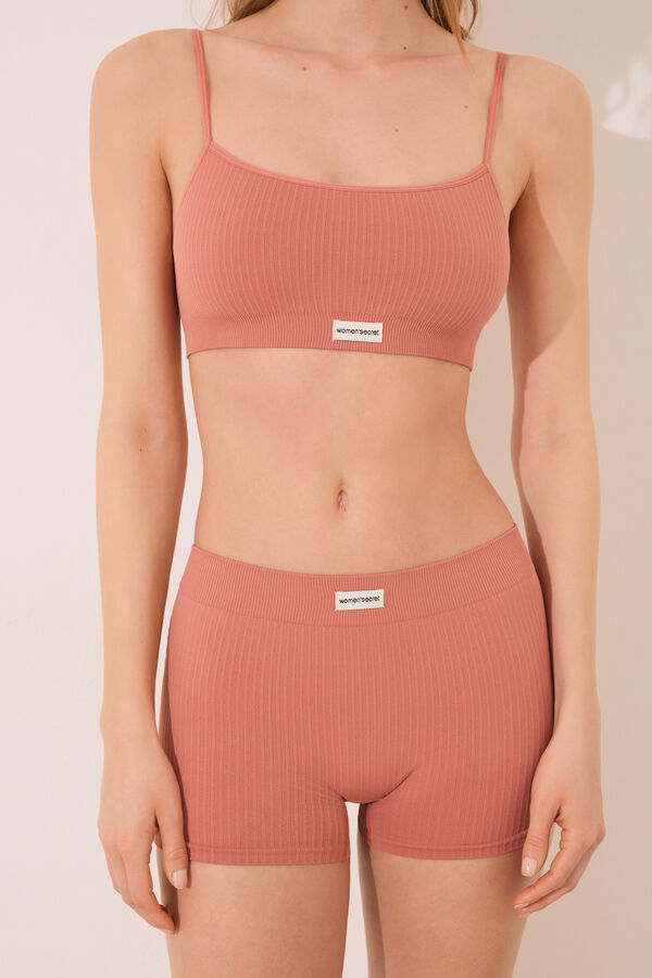 Womensecret Culotte rosa de canalé sin costuras rosa
