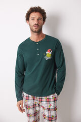 Womensecret Pijama masculina 100% algodón cuadros Grinch verde