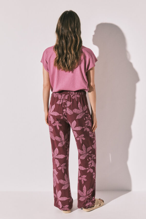 Women'secret Pantal&oacute;n largo estampado floral p&uacute;rpura