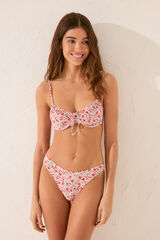 Womensecret Mini bikini brasileño rojo con panty floral estampado