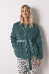 Women'secret Tejido de borrego de bata verde verde