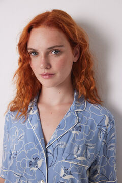 Womensecret Pijama camisera de viscosa con flores azul