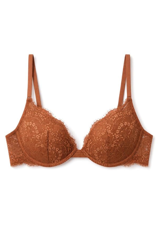 Women'secret Brasier push up de encaje marr&oacute;n GORGEOUS caf&eacute;