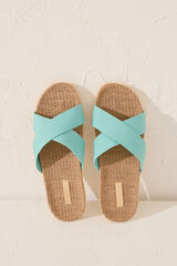 Womensecret Pantuflas para casa de rafia turquesa verde