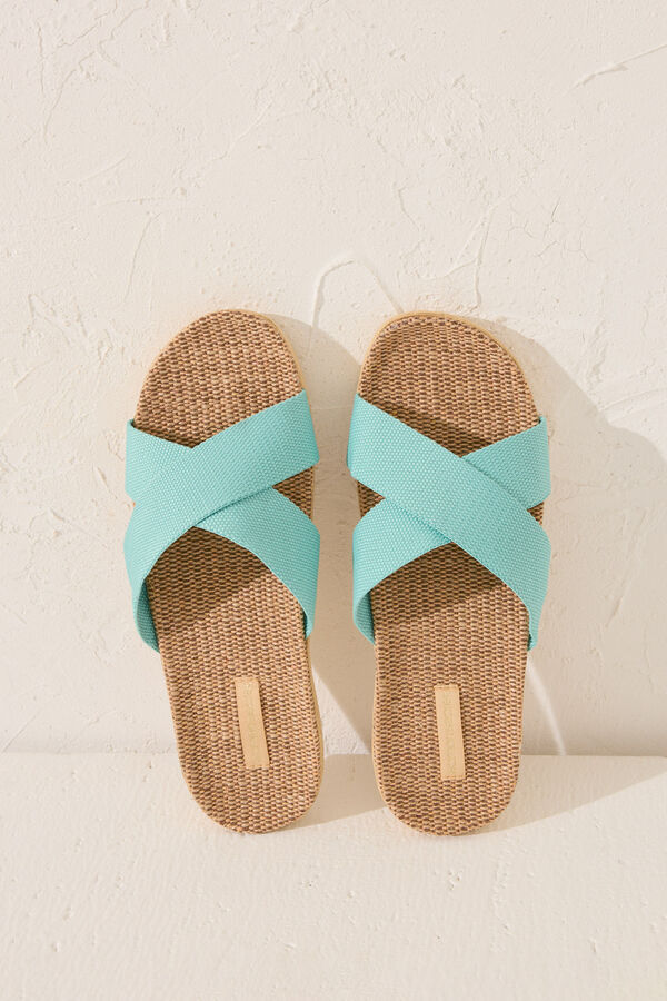 Womensecret Pantuflas para casa de rafia turquesa verde