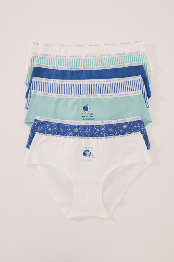 Womensecret Pack de 7 braguitas anchas mezcla panties Mafalda estampado