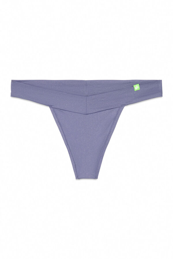 Womensecret Tanga de microfibra con purpurina azul  azul