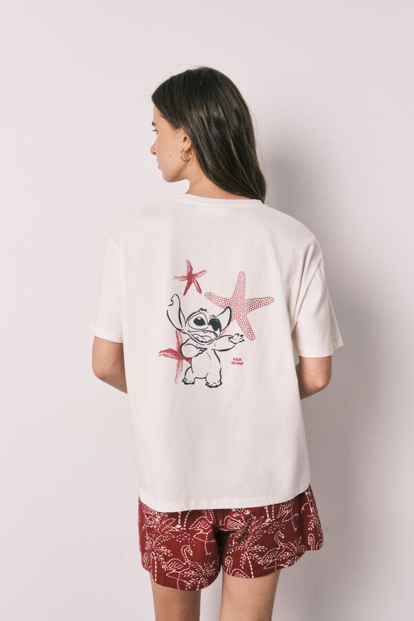 Women'secret Pijama corta de algod&oacute;n Stitch marfil