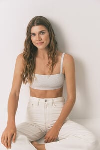 Women'secret Top sin costuras costuras de algodón gris