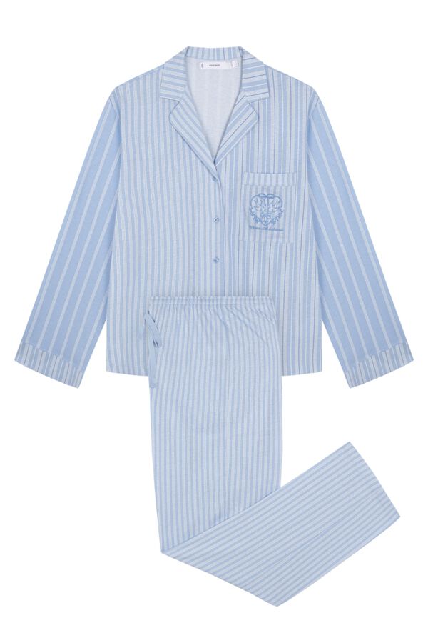 Women'secret Pijama larga camisera de rayas azul estampado