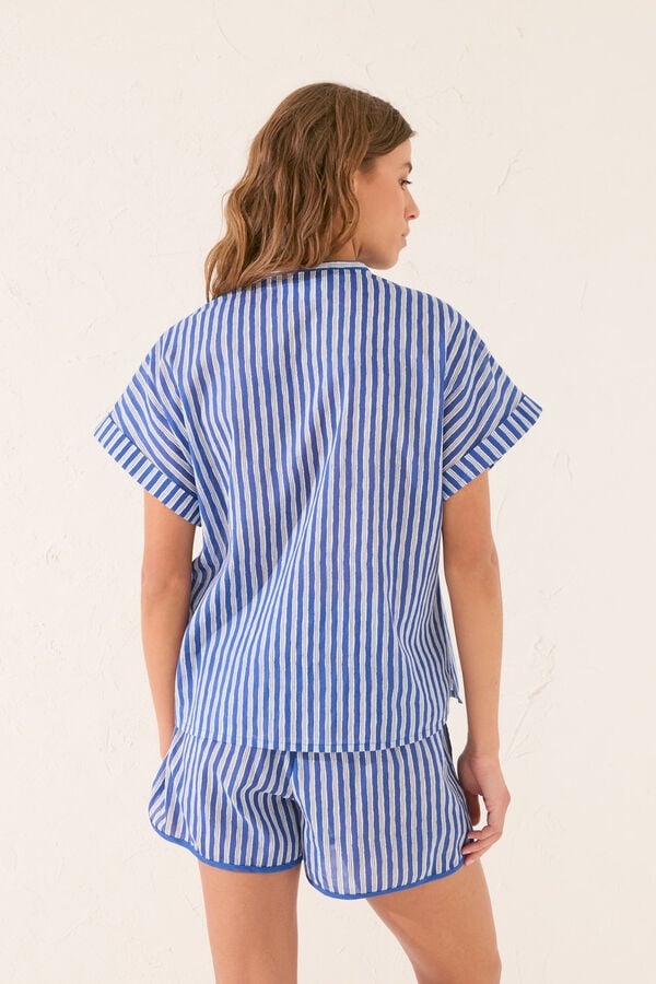Womensecret Pijama camisera de rayas azules estampado