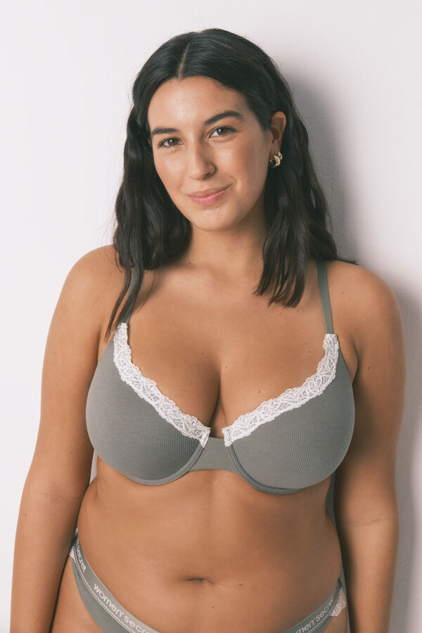 Women'secret BEAUTIFUL brasier clásica de algodón color caqui kaki