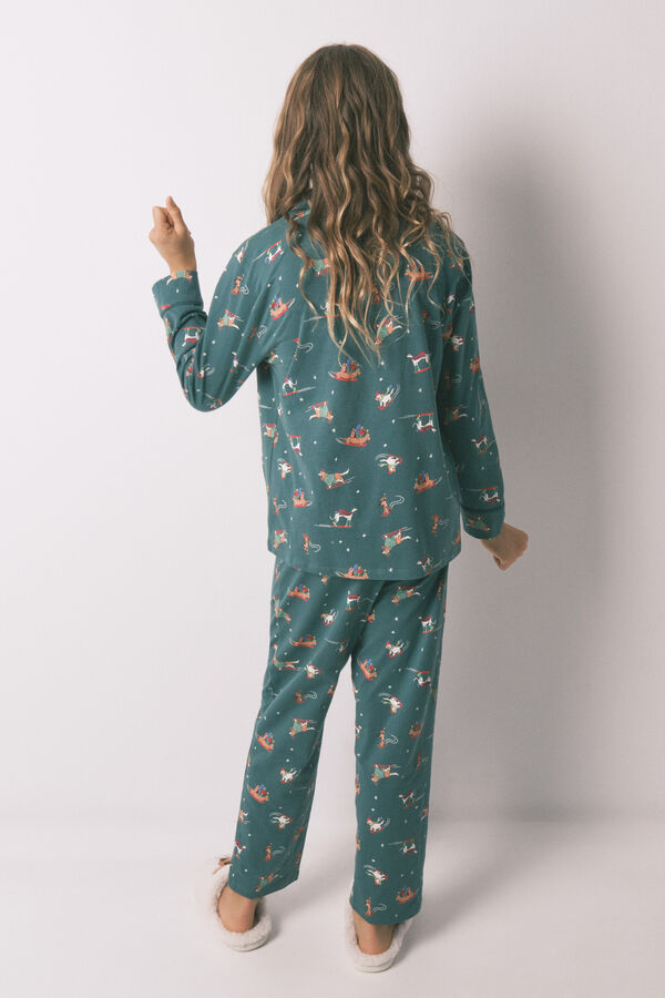 Women'secret Pijama infantil con perritos 100% algodón verde