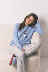 Women'secret Pijama larga algodón Snoopy azul estampado