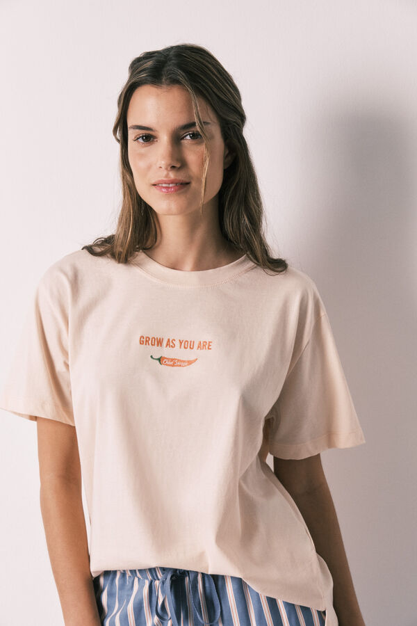 Women'secret Playera de manga corta 100% algod&oacute;n naranja naranja