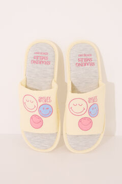 Womensecret Pantuflas para casa de casa abiertas Smiley amarillo