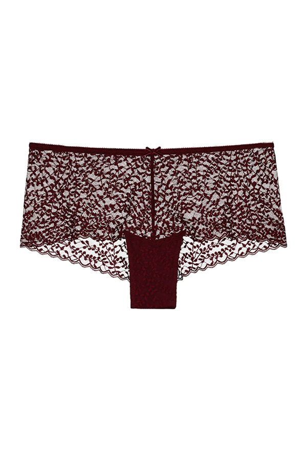 Womensecret Panty brasileña ancho encaje guinda púrpura