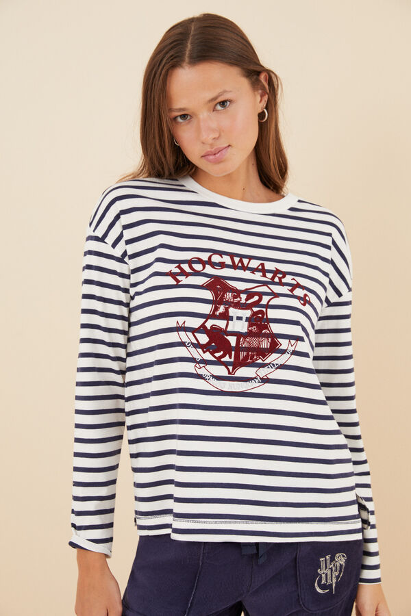 Womensecret Camiseta 100% algodón Harry Potter rayas azul