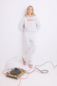 Womensecret Pantalón largo flare felpa gris gris