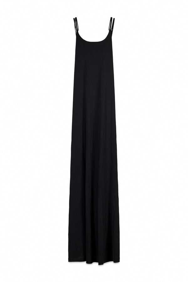 Women'secret Vestido largo fluido negro negro