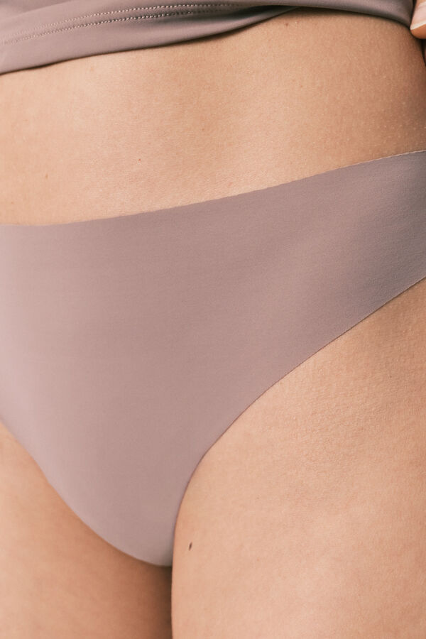 Women'secret Tanga microfibra clean cut marr&oacute;n caf&eacute;