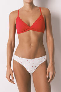 Women'secret Tanga sin costura estampado de corazones blanca