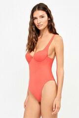 Gisela Traje de ba&ntilde;o escote balconette con copas extra&iacute;bles rojo