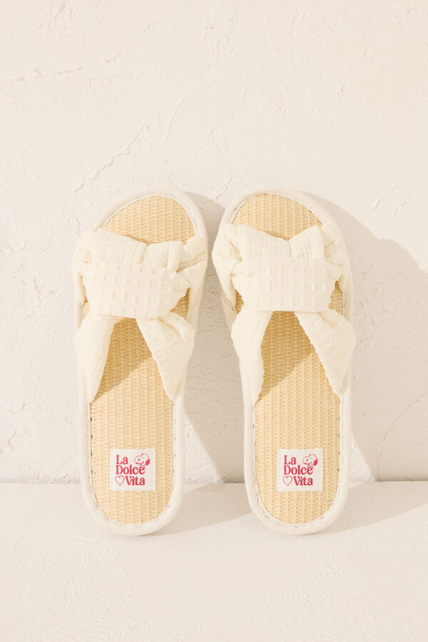 Womensecret Pantuflas para casa de rafia de Snoopy blanco