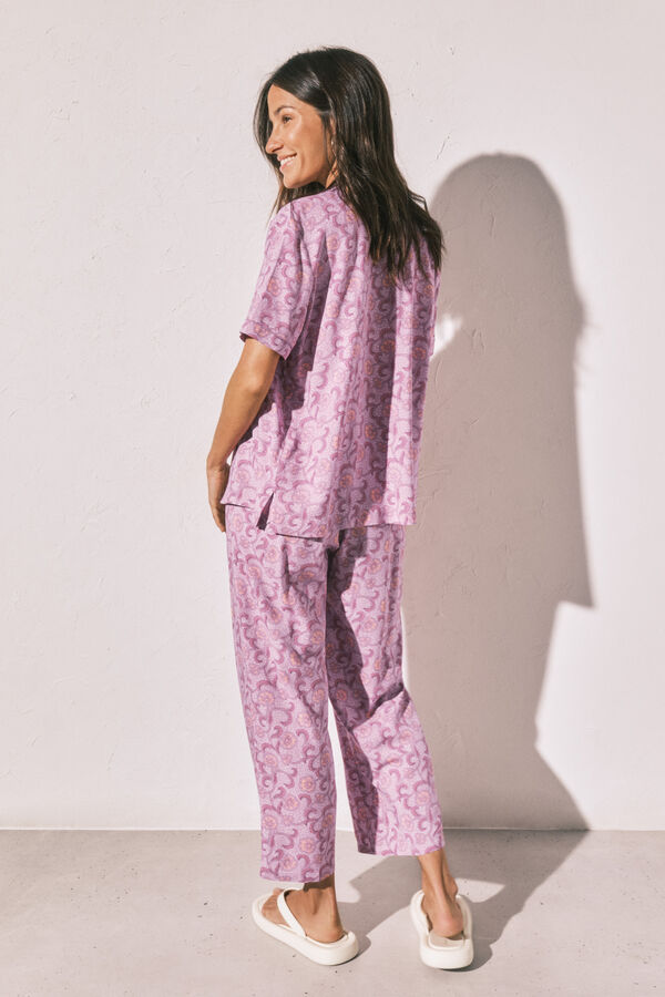 Women'secret Pijama capri camisera estampado de flores rosa