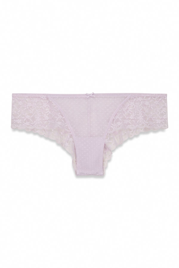 Women'secret Panty ancha brasileña de encaje lila morado/lila