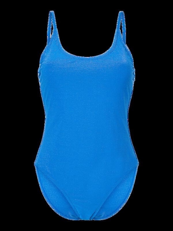 Pieces Traje de ba&ntilde;o de tirantes en tejido l&uacute;rex azul