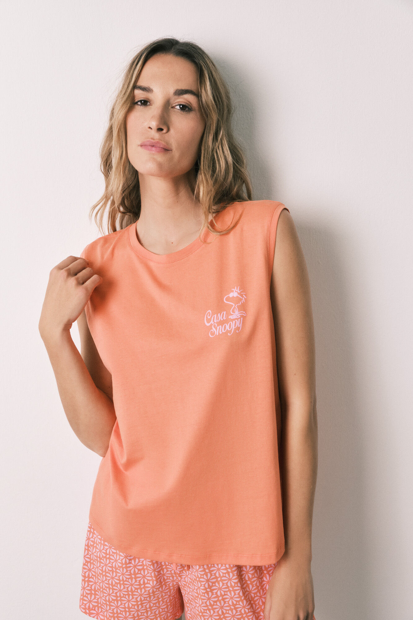 Women'secret Pijama corta de algod&oacute;n Woodstock naranja