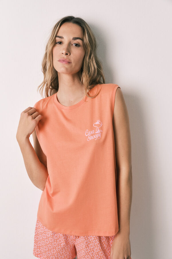 Women'secret Pijama corta de algod&oacute;n Woodstock naranja naranja