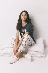 Women'secret Pijama estampado Mafalda de algod&oacute;n 100% gris gris